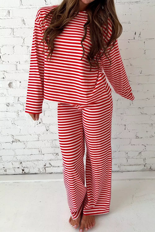 Hazel Blues® |  Striped Round Neck Top and Pants Set