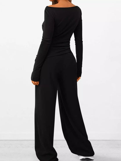 Hazel Blues® |  Long Sleeve Top and Wide Leg Pants Set