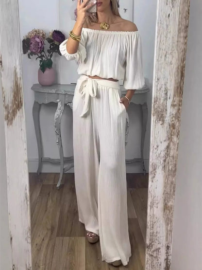 Hazel Blues® | Off-Shoulder Top and Pants Set