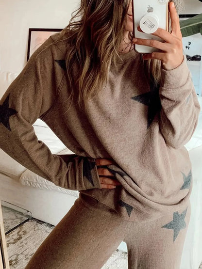 Hazel Blues® |  Star Print Top and Drawstring Pants Set