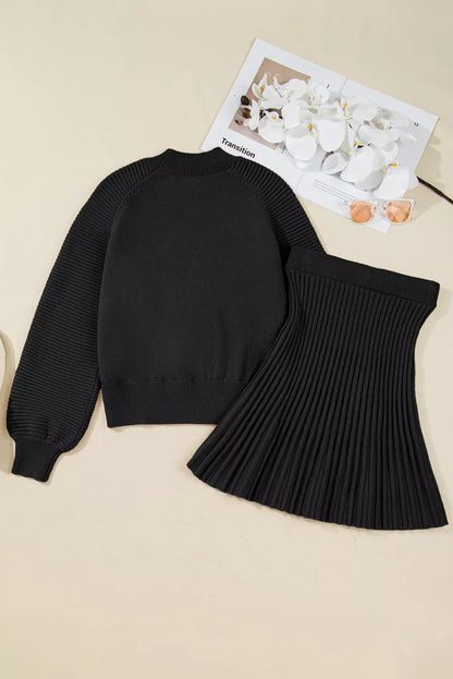Hazel Blues® |  Round Neck Top and Skirt Sweater Set