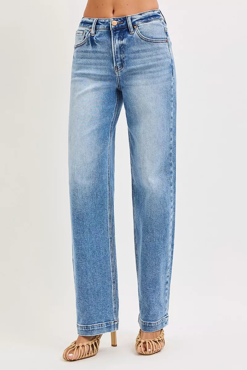 Hazel Blues® |  RISEN High Rise Wide Baggy Jeans
