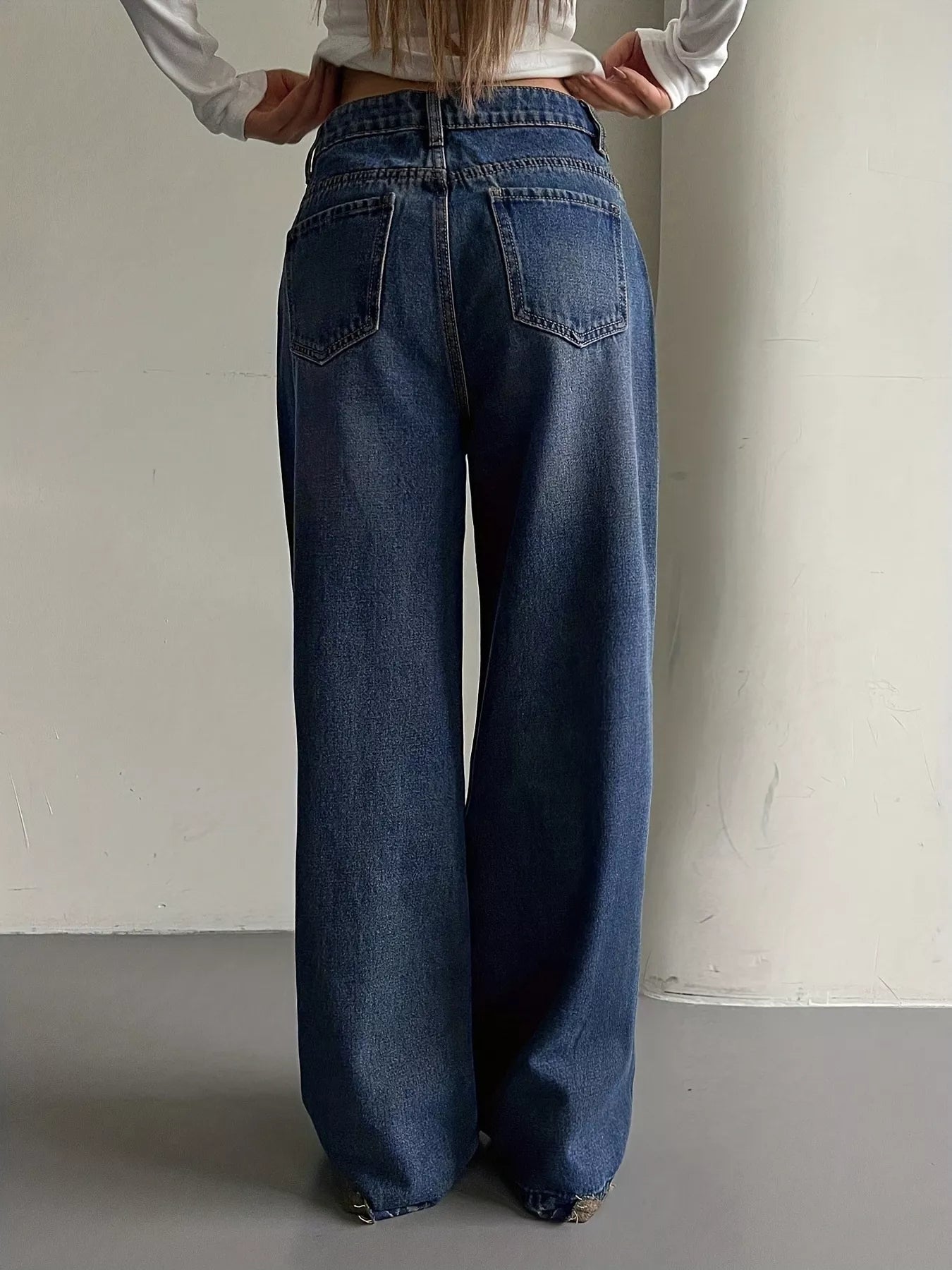 Hazel Blues® |  Wide Leg Vintage Wash Jeans