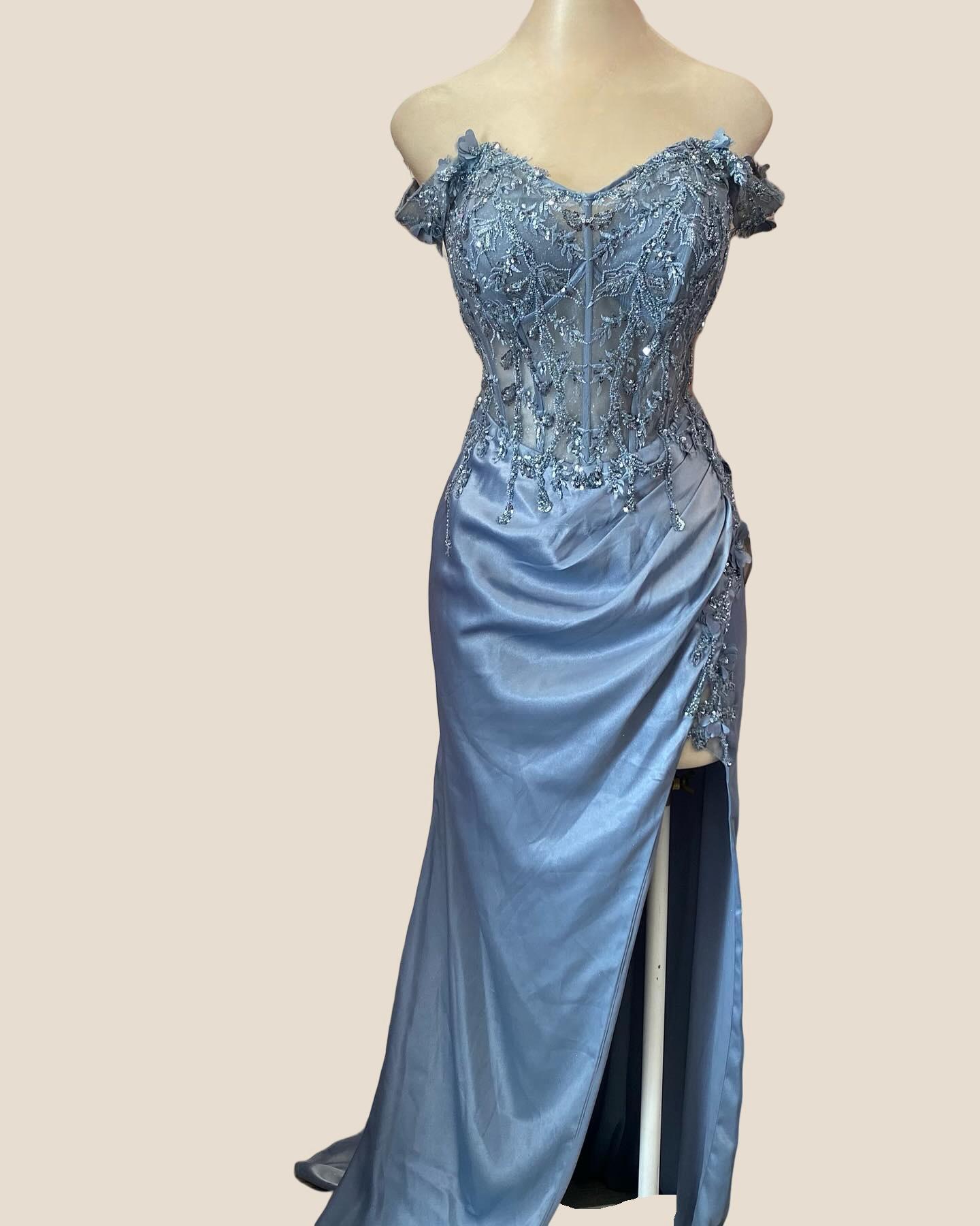 Lace Off the Shoulder Black Satin Mermaid Dress