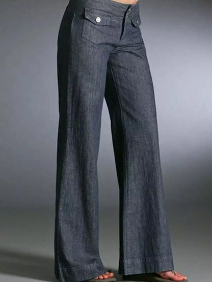 Hazel Blues® | High-Waisted Wide-Leg Wash Jeans