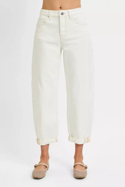 Hazel Blues® | RISEN High Rise Barrel Cropped Jeans
