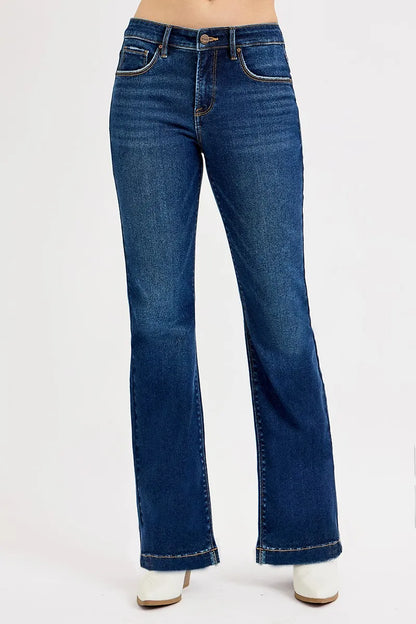 Hazel Blues® |  RISEN Full SIze Tummy Control Mid Rise Flare Jeans Plus SIze