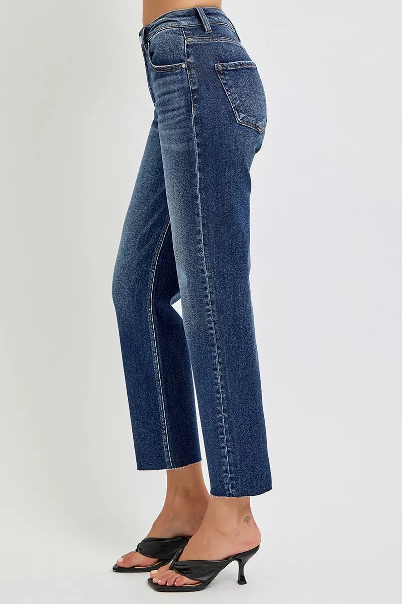 Hazel Blues® |  RISEN High Rise Slim Barrel Jeans