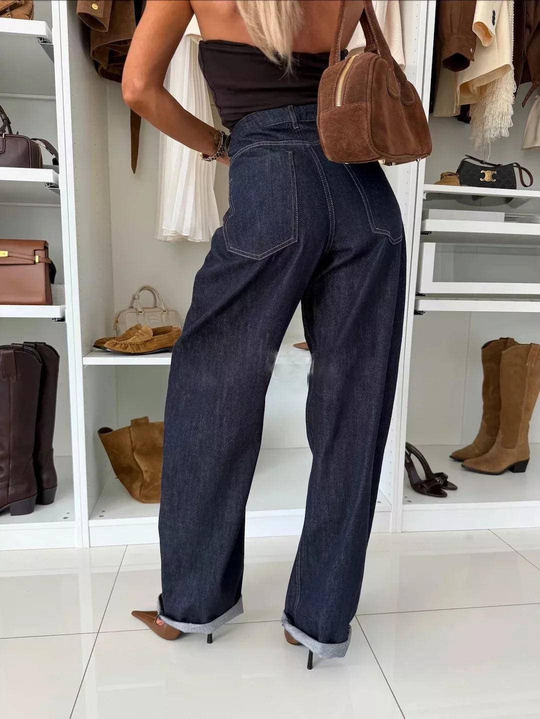 Hazel Blues® |  High-Waisted Wide-Leg Washed Jeans