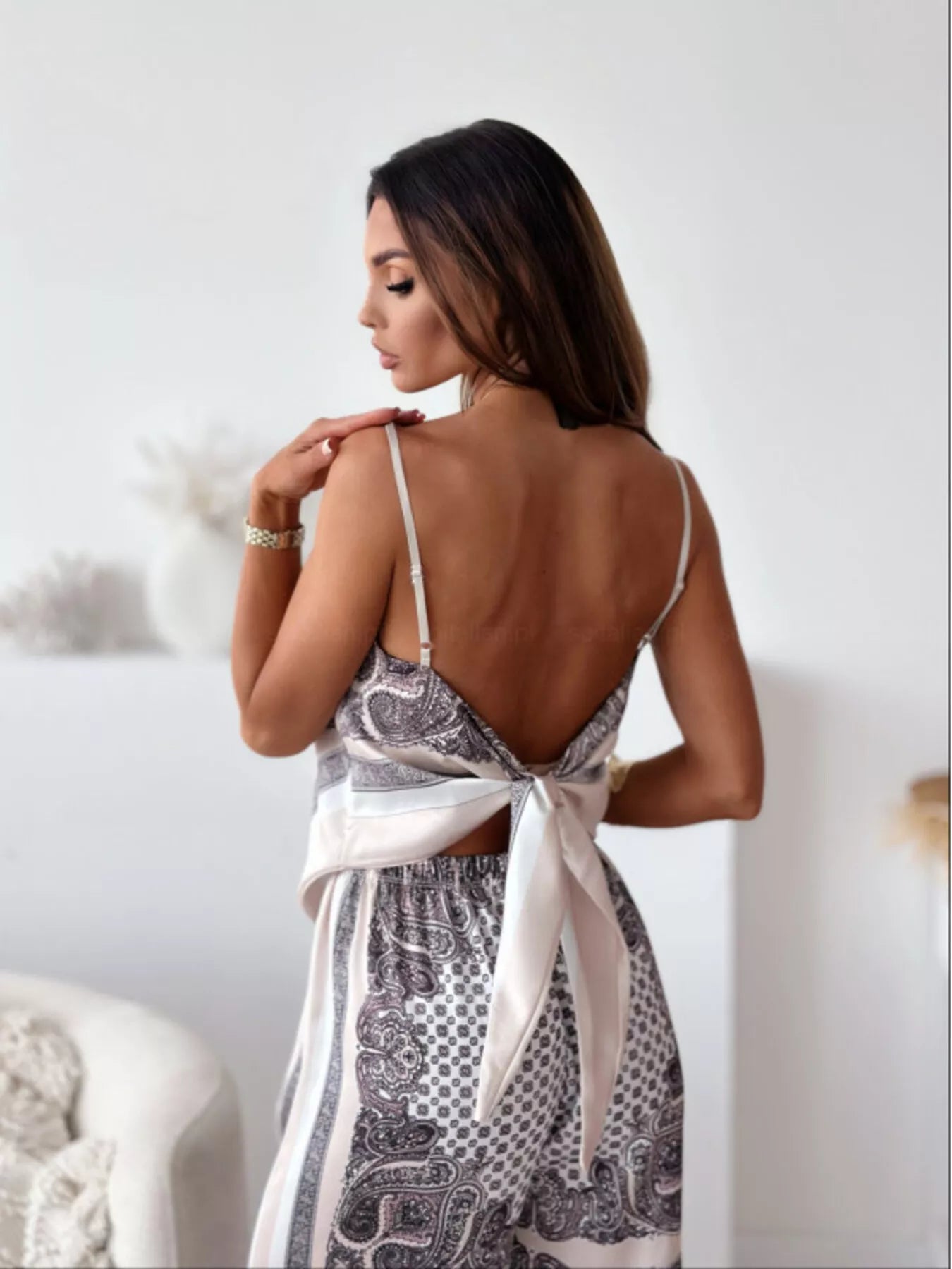 Hazel Blues® |  Tie Back Printed Cami and Pants Set