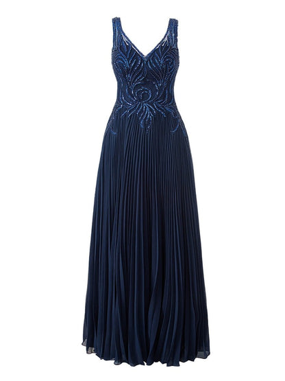 Dark Green A-line V-neck Chiffon Prom Dress