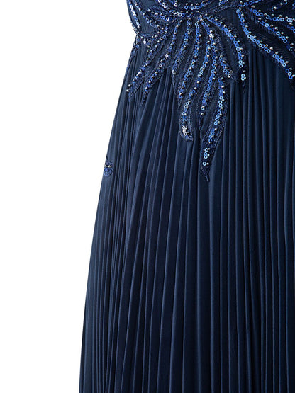 Dark Green A-line V-neck Chiffon Prom Dress