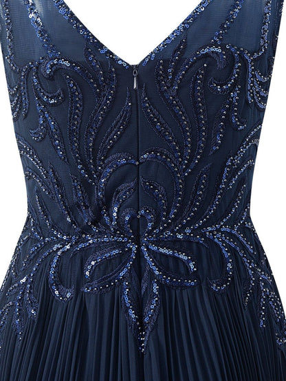 Dark Green A-line V-neck Chiffon Prom Dress