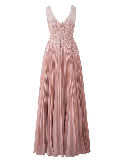 Dark Green A-line V-neck Chiffon Prom Dress