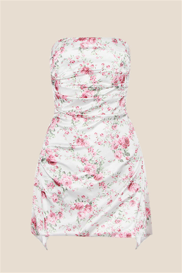Strapless Grey Ruched Short Homecoming Dress