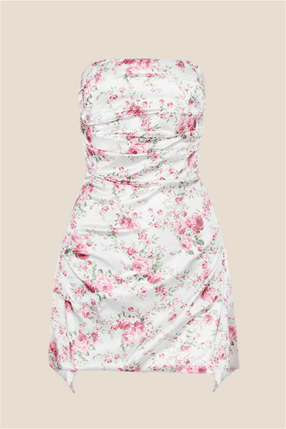 Strapless Grey Ruched Short Homecoming Dress