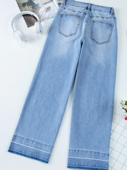 Hazel Blues® |  High Waist Wide Leg Washed Jeans