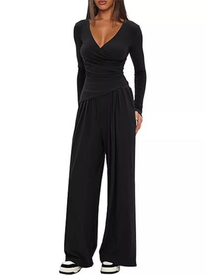 Hazel Blues® |  Casual Long Sleeve Top and Wide Leg Pants Set
