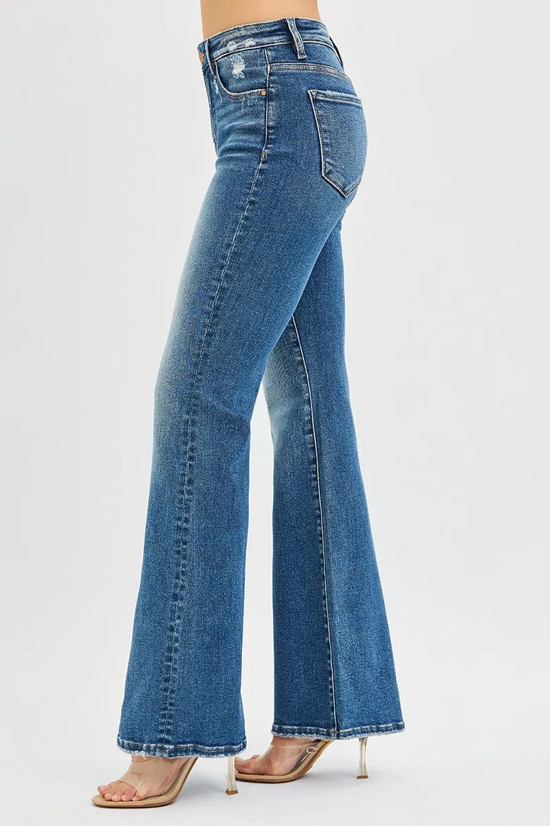 Hazel Blues® | RISEN Tummy Control High Rise Flare Jeans