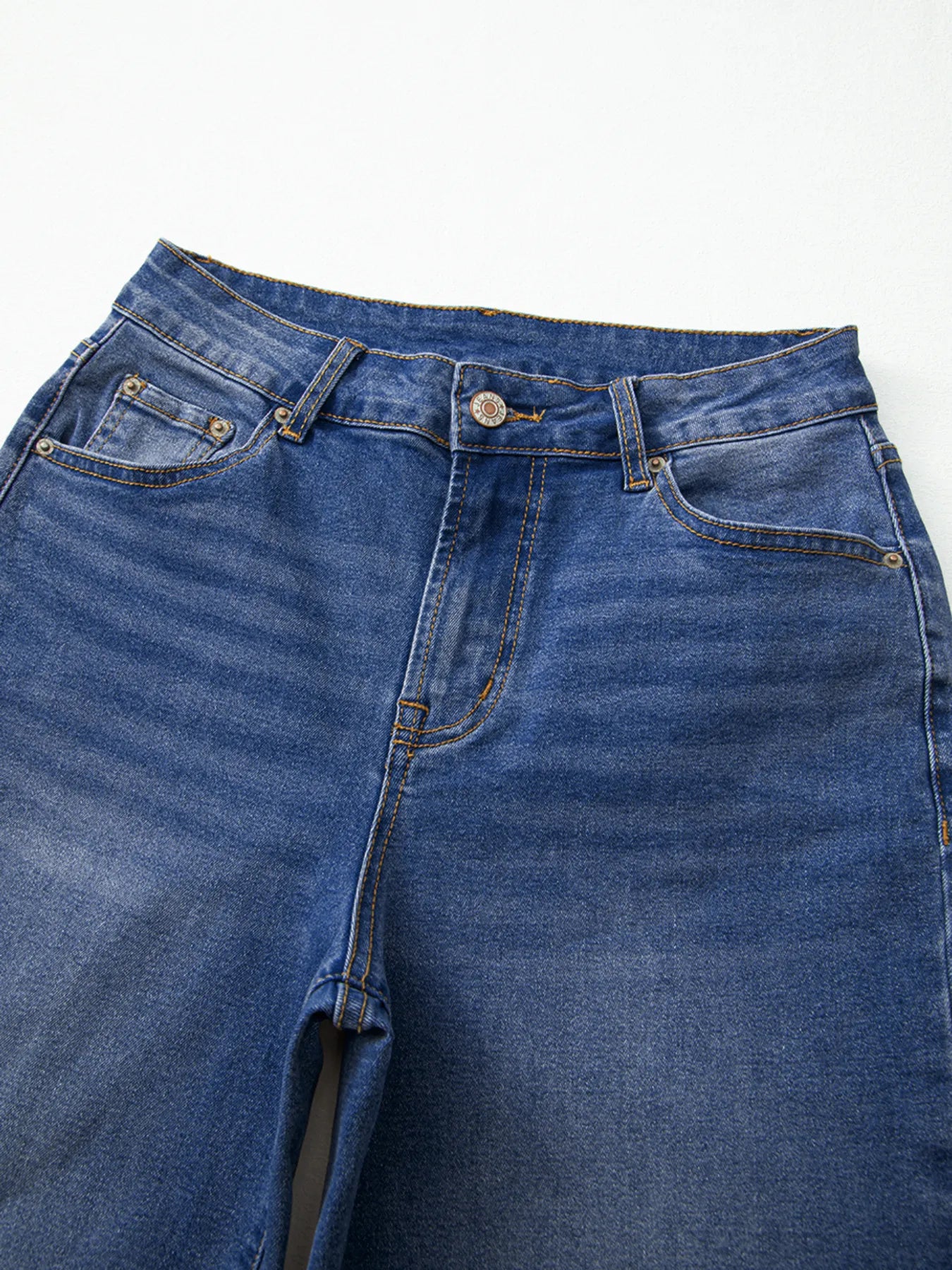 Hazel Blues® |  Raw Hem Unique Cuffs Straight High Rise Loose Jeans