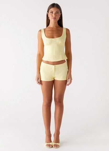 Coastline Mini Shorts - Yellow