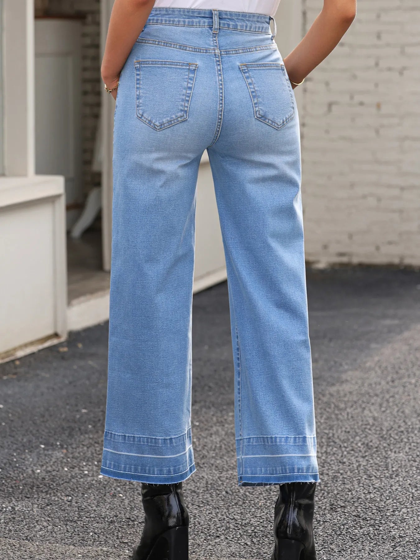 Hazel Blues® |  High Waist Wide Leg Washed Jeans