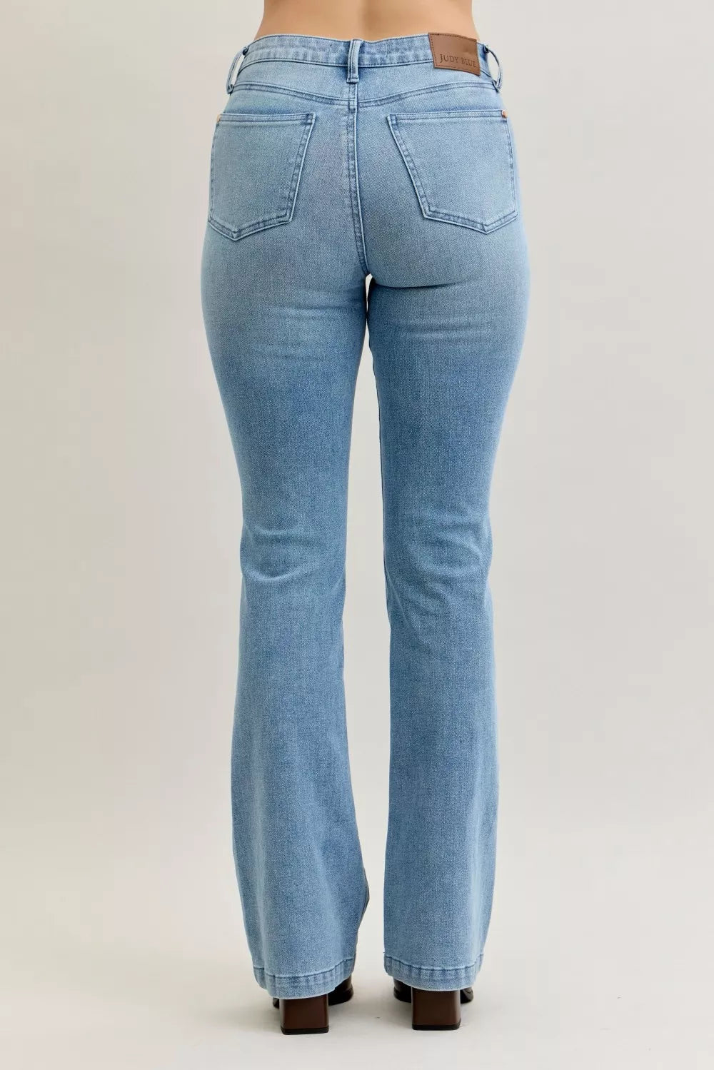 Hazel Blues® | Judy Blue Mid Rise Bootcut Jeans with Contrast Wash & Front Patch Pockets