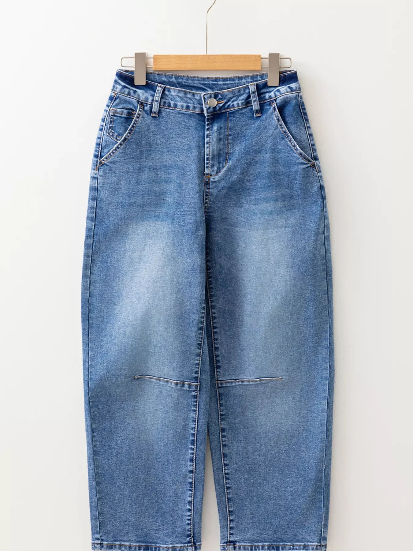 Hazel Blues® |  Seam Detail Loose Fit Cropped Jeans