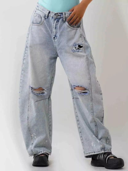 Hazel Blues® |  Distressed Wide Leg Jeans