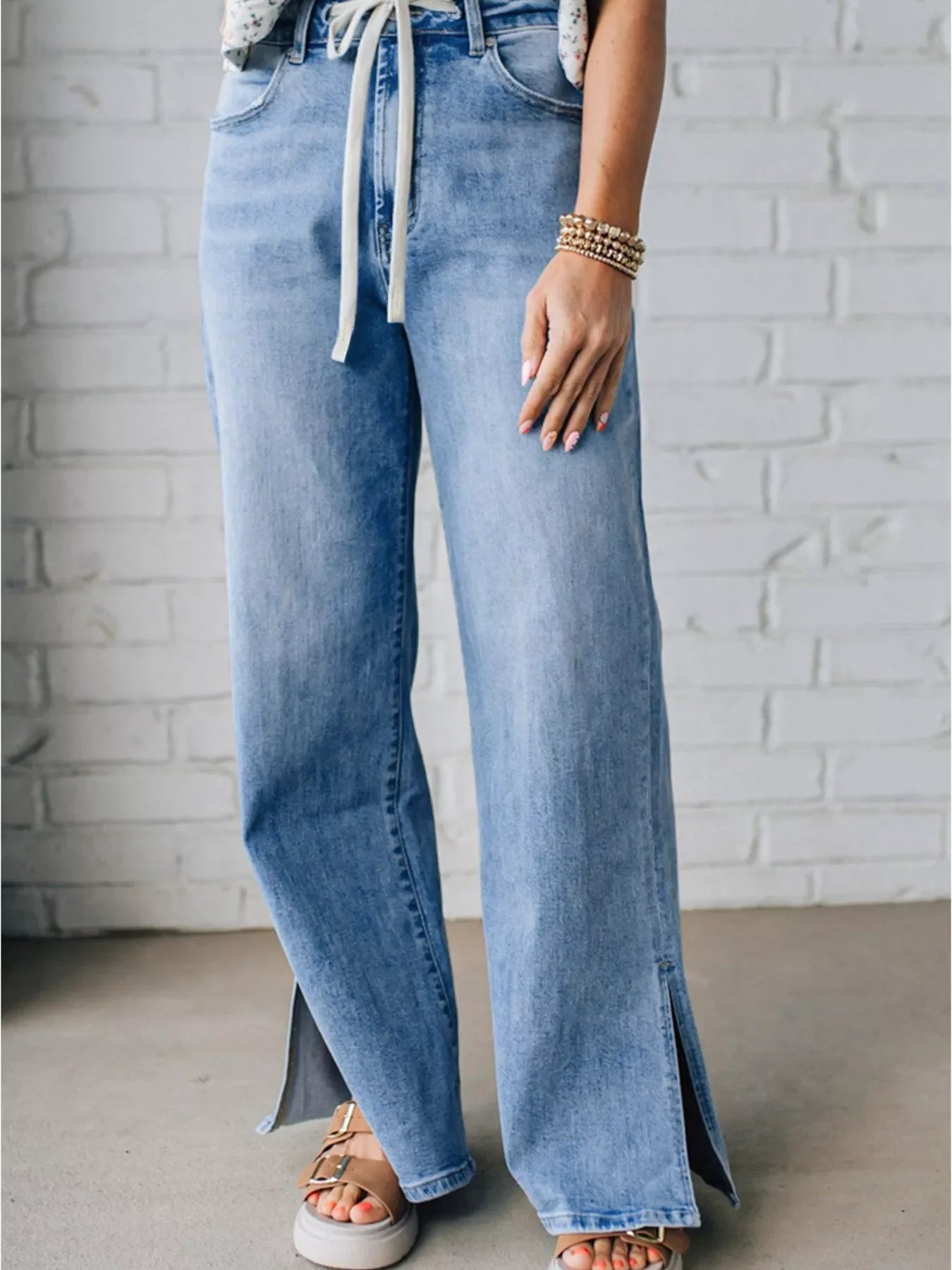 Hazel Blues® |  Slit Wide Leg Jeans