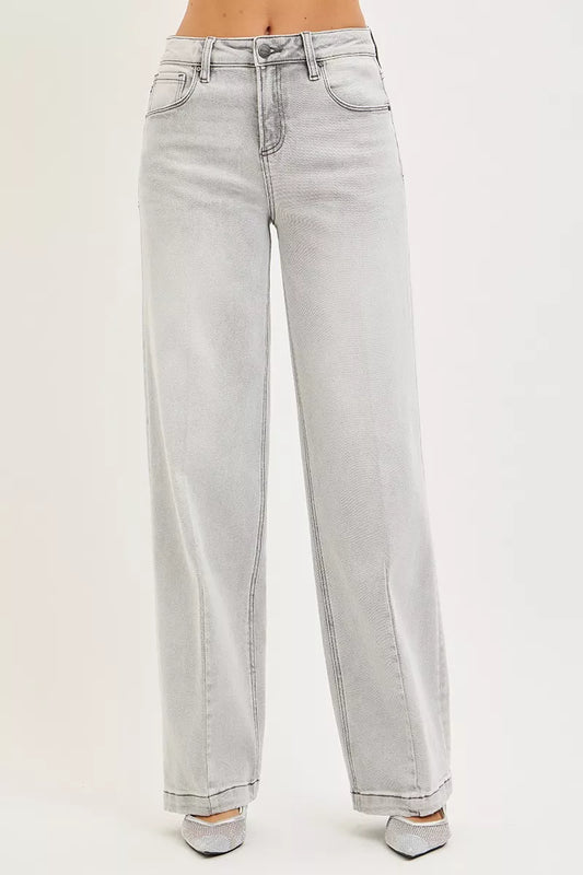 Hazel Blues® |  RISEN Slouchy Baggy Jeans with Contrast Stitching