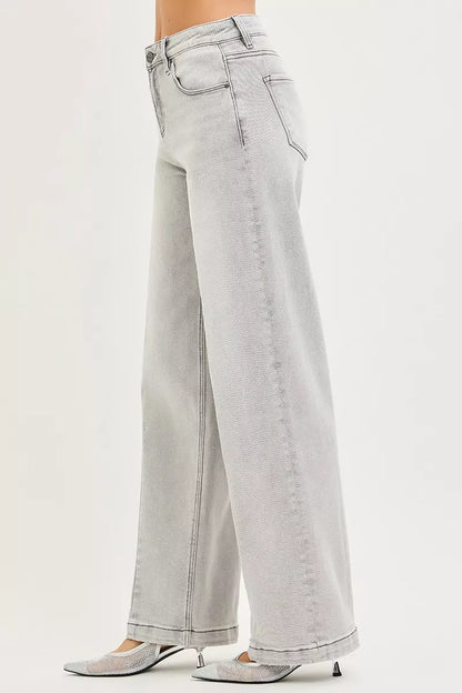 Hazel Blues® |  RISEN Slouchy Baggy Jeans with Contrast Stitching