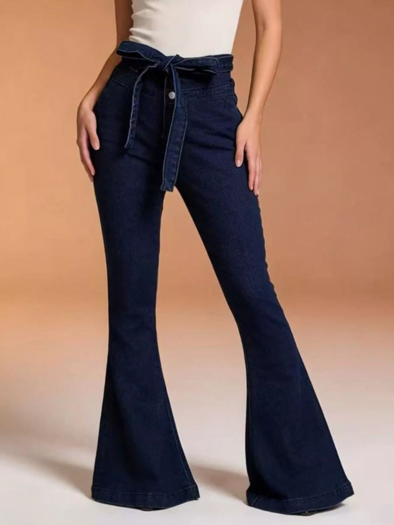 Hazel Blues® |  Bow-Tie High-Waisted Flare Jeans
