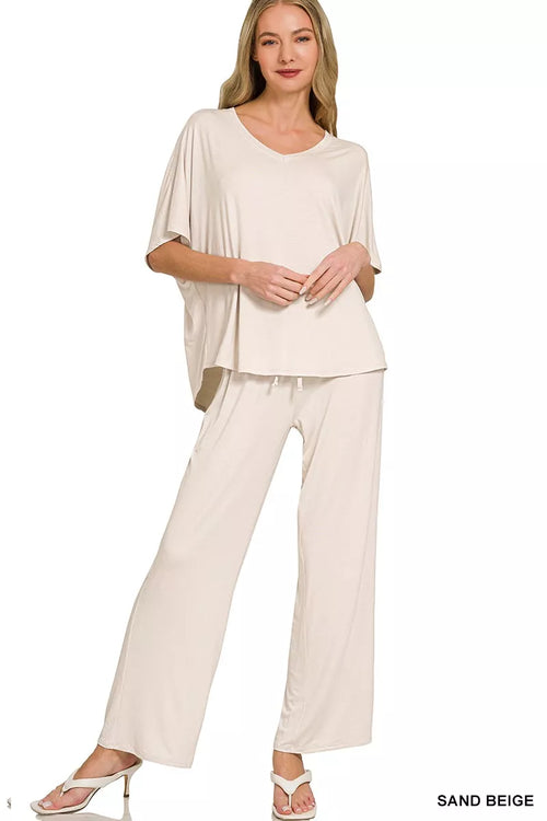 Hazel Blues® |  Zenana V-Neck Oversized Top & Pants Set