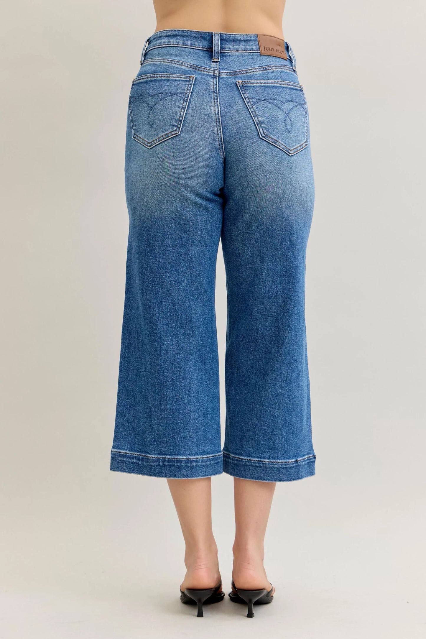 Hazel Blues® |  Judy Blue Mid Rise Crop Wide Leg Jeans