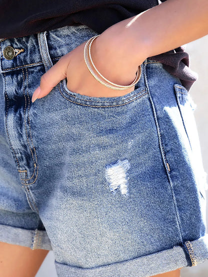 Hazel Blues® |  Distressed Denim Shorts