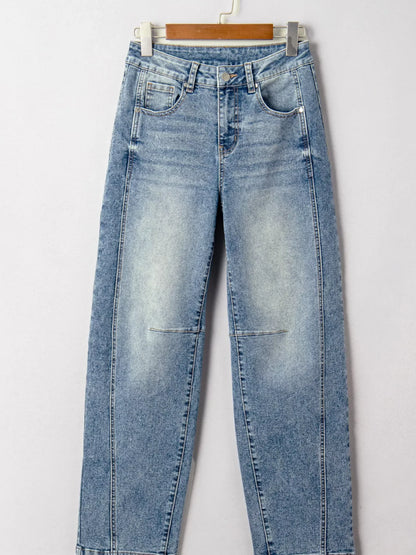 Hazel Blues® |  Vintage Washed Seam Detail Shift Jeans