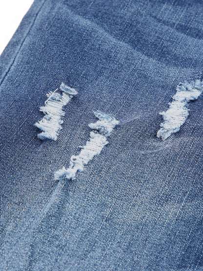 Hazel Blues® |  High Waist Distressed Straight Leg Jeans