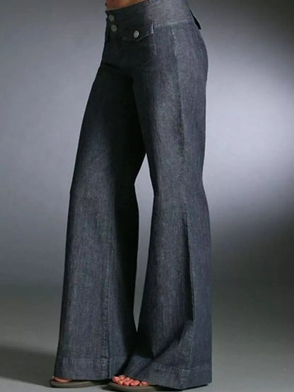 Hazel Blues® | High-Waisted Wide-Leg Wash Jeans