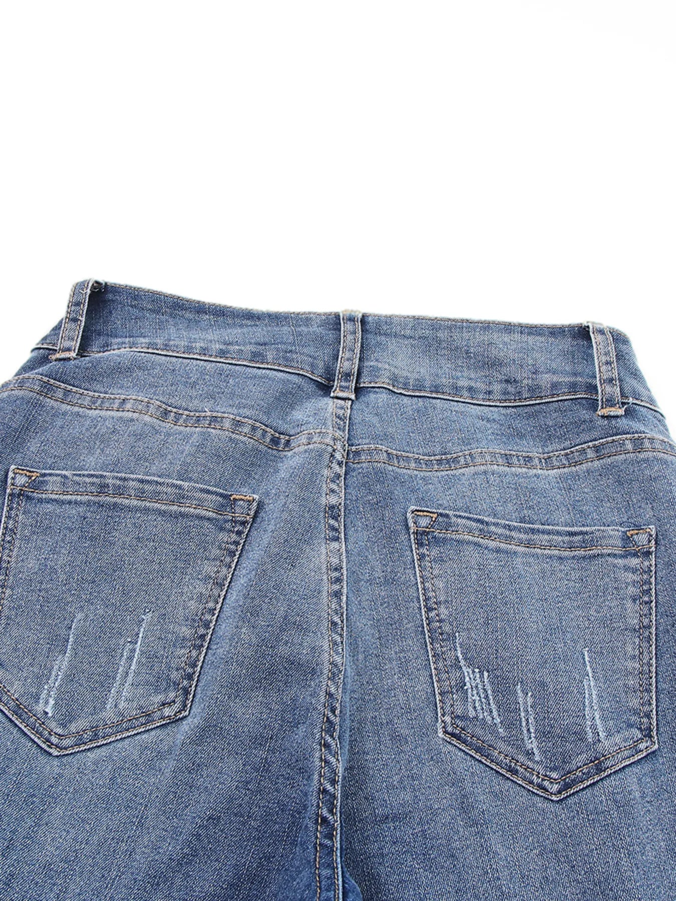 Hazel Blues® |  High Waist Distressed Straight Leg Jeans
