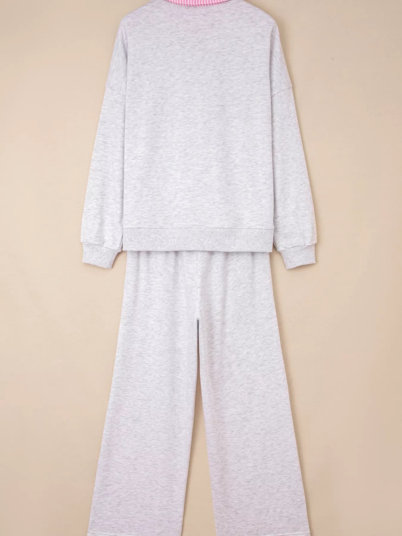Hazel Blues® |  Contrasted Trim Frilled Collar Drop Shoulder Top and Drawstring Pant Set