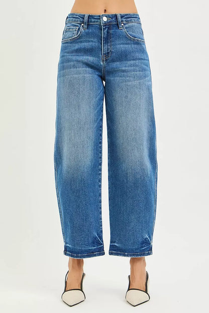 Hazel Blues® |  RISEN Slouchy Cropped Barrel Jeans