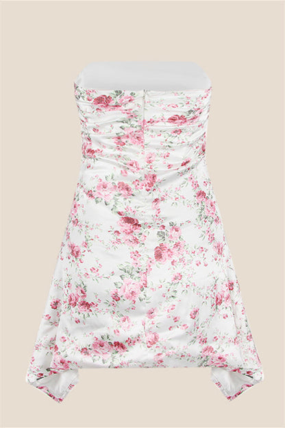 Strapless Grey Ruched Short Homecoming Dress