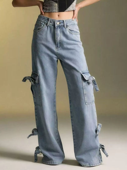 Hazel Blues® |  Bow Wide Leg Jeans