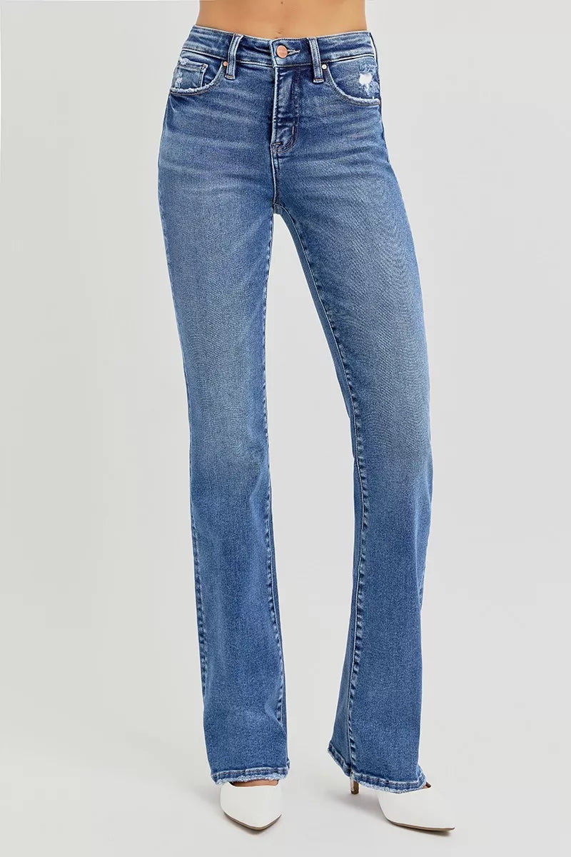 Hazel Blues® | RISEN Tummy Control High Rise Straight Jeans