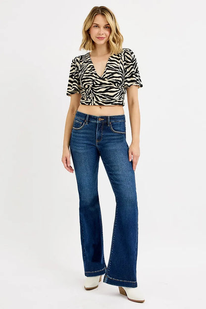Hazel Blues® |  RISEN Full SIze Tummy Control Mid Rise Flare Jeans Plus SIze