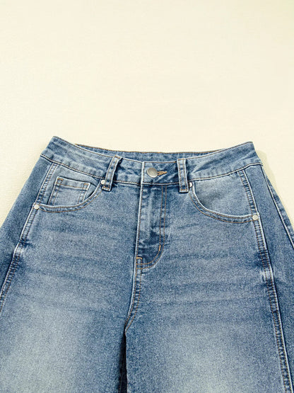 Hazel Blues® |  Vintage Washed Seam Detail Shift Jeans