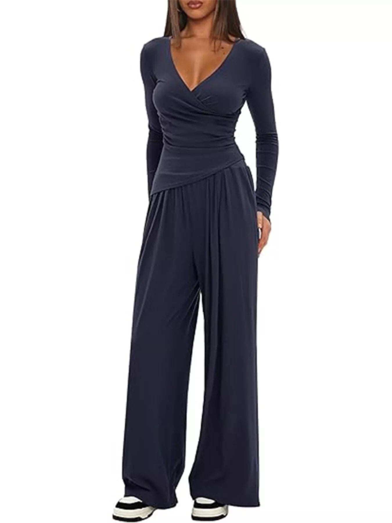 Hazel Blues® |  Casual Long Sleeve Top and Wide Leg Pants Set
