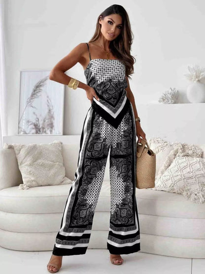 Hazel Blues® |  Tie Back Printed Cami and Pants Set