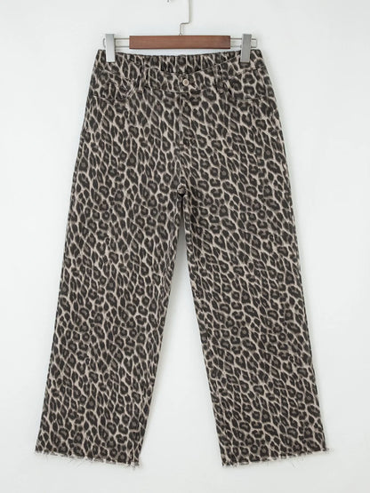 Hazel Blues® |  Leopard Straight Loose Leg Jeans